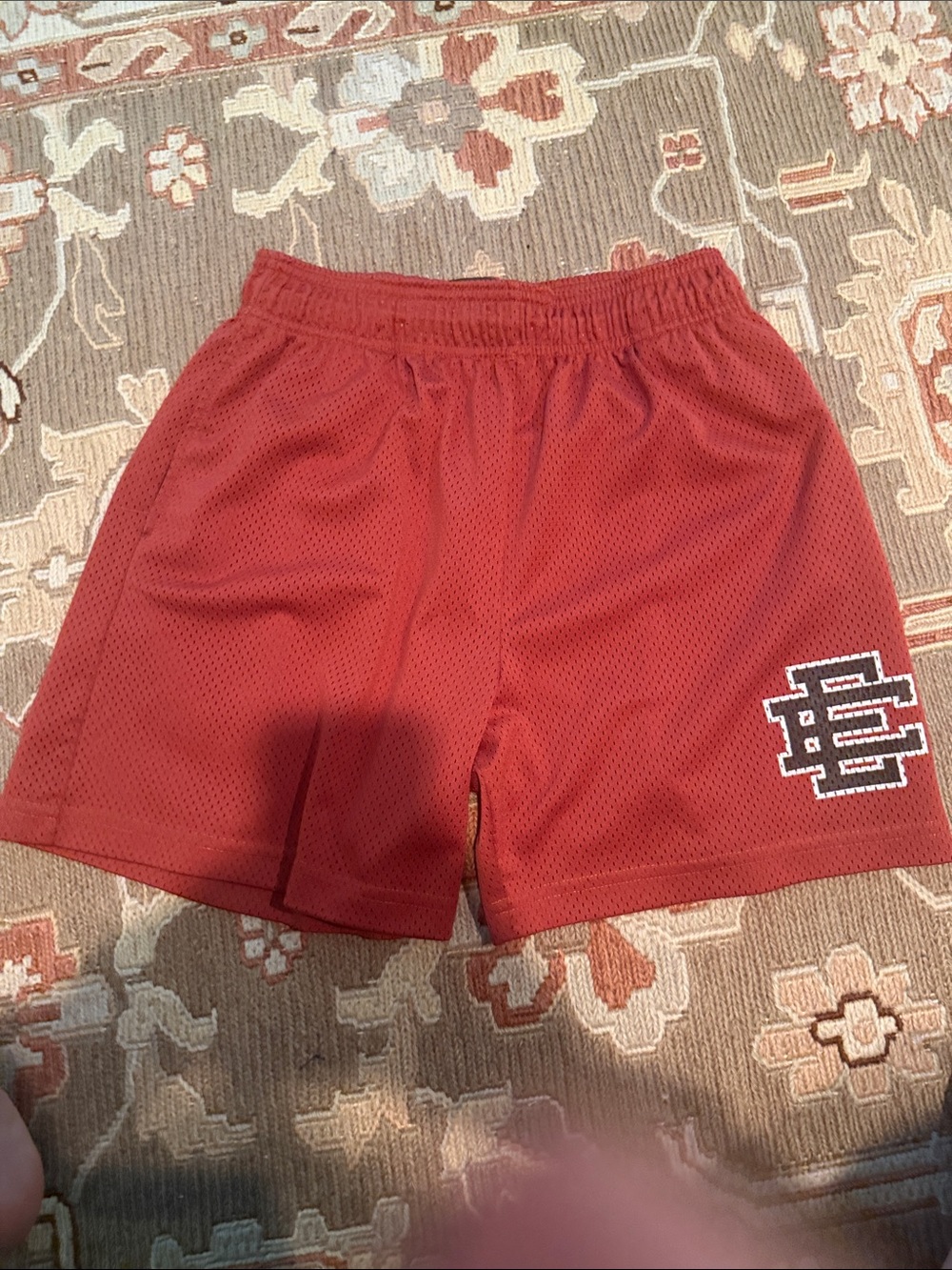 Eric Emanuel Red Mesh Athletic Shorts with Logo